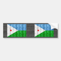 Wooden Djibouti Flag Bumper Stickers