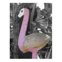 Wooden Flamingo Postcard