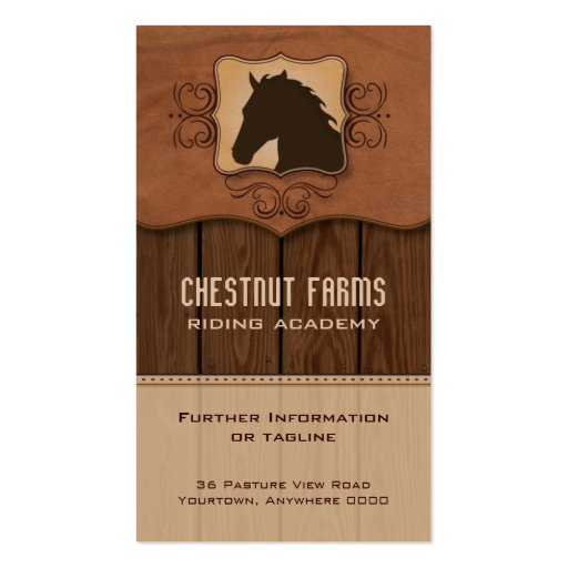 Wooden Flourish Horse Business Card (front side)