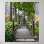 Wooden Footbridge in Japanese Garden Poster
