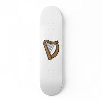 Wooden harp with engraved design skate board