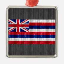 Wooden Hawaiian Flag Christmas Tree Ornament