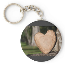 wooden heart keychain
