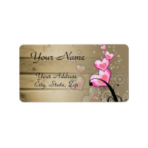 Wooden Hearts Address Label