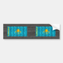 Wooden Kazakhstani Flag Bumper Sticker