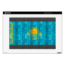 Wooden Kazakhstani Flag Laptop Decal