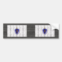 Wooden Massachusettsan Flag Bumper Stickers