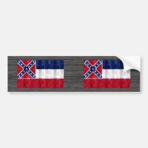 Wooden Mississippian Flag Bumper Stickers