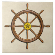 Wooden Nautical Ship's Wheel tile