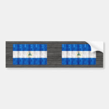 Wooden Nicaraguan Flag Bumper Sticker