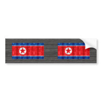 Wooden North Korean Flag Bumper Sticker