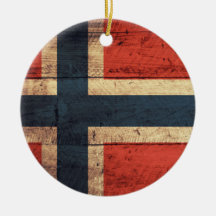 Wooden Norway Flag Christmas Ornaments