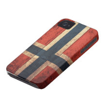 Wooden Norway Flag iPhone 4 Case-Mate Cases