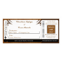 Wooden Plank Flor Boarding Pass Wedding Invitation