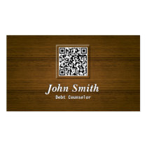 Wooden QR Code Debt Counselor Business Card