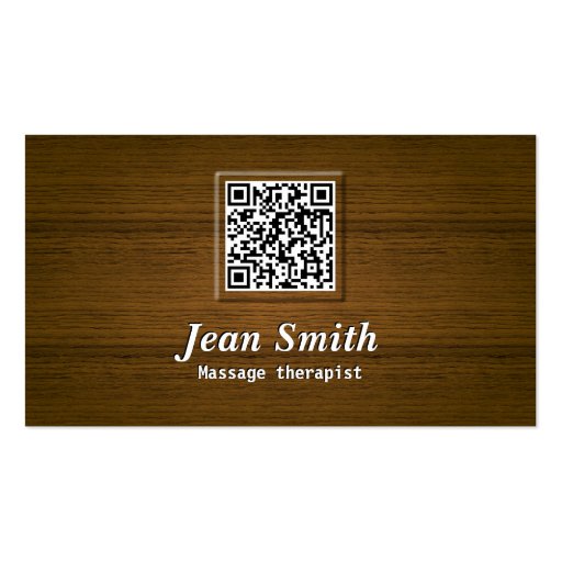Wooden QR Code Massage Therapist Business Card (front side)