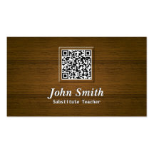 Wooden QR Code Substitute Teacher Business Card