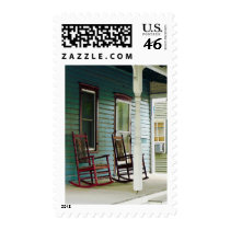 Wooden Rocking Chairs on Porch Stamp