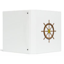 Wooden Ship's Wheel 3 Ring Binders