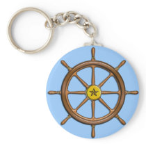 Wooden Ship's Wheel Key Chains