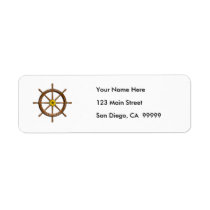Wooden Ship's Wheel Return Address Label