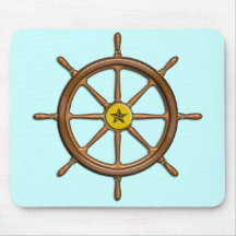 Wooden Ship's Wheel Mouse Pads