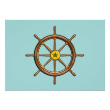 Wooden Ship's Wheel Personalized Announcement