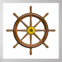 Wooden Ship's Wheel Print