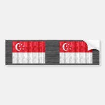 Wooden Singaporean Flag Bumper Sticker