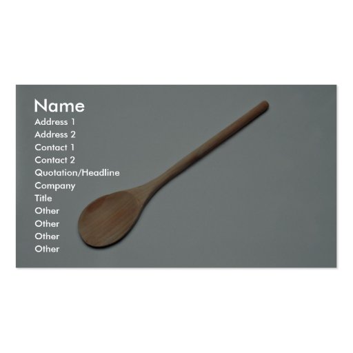 Wooden spoon for kitchen work business card templates (front side)