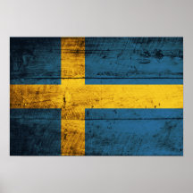 Wooden Sweden Flag Posters