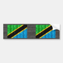 Wooden Tanzanian Flag Bumper Stickers