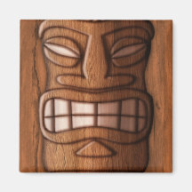 Wooden Tiki Mask Magnet