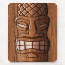 Wooden Tiki Mask Mouse Pads