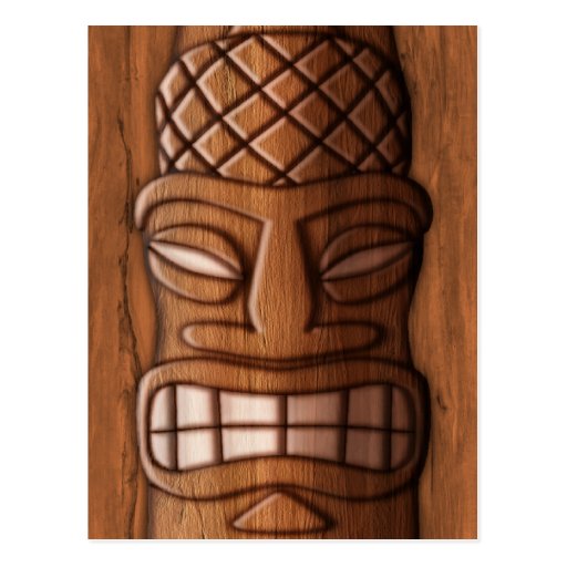 Wooden Tiki Mask Postcard 