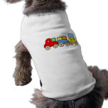Wooden train with bricks dog t-shirt