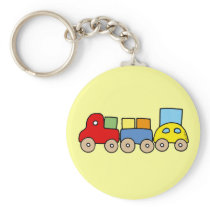 Wooden train with bricks keychain