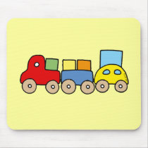 Wooden train with bricks mousepad