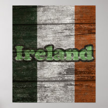 Wooden Wall Irish Flag Poster