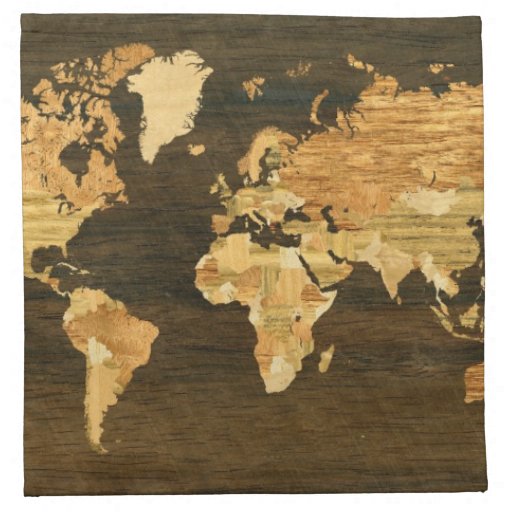 Wooden World Map Cloth Napkin Zazzle