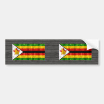Wooden Zimbabwean Flag Bumper Stickers