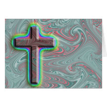 Woodgrain Cross with swirling paint... card