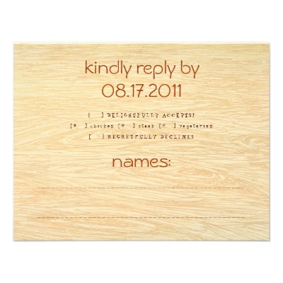 Woodgrain Response Card Custom Invites