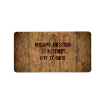 Woodgrain Rustic Country cowboyWedding Personalized Address Label