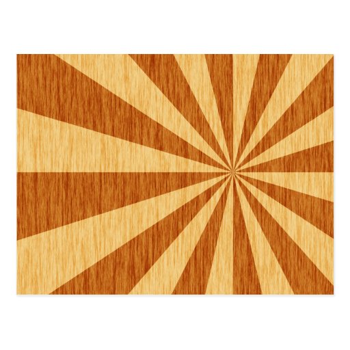 woodgrain starburst pattern postcard | Zazzle