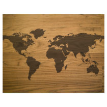 Woodgrain Textured World Map Flyers