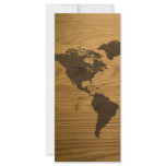 Woodgrain Textured World Map Rack Card Design