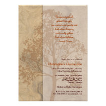 Woodgrain Tree Shadow Graduation Invitation