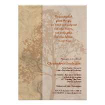 Woodgrain Tree Shadow Graduation Invitation