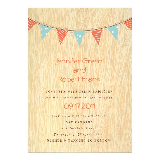 Woodgrain with Banner Wedding Invitation